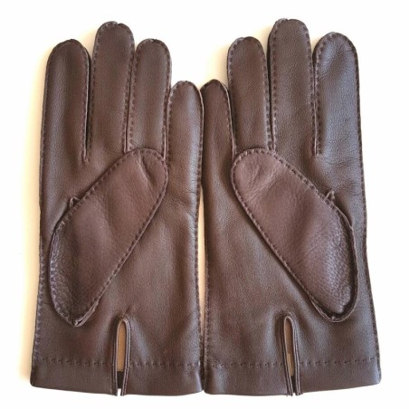 Gants OSCAR cuir cerf & agneau soie – Sport chic cousus main