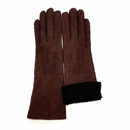 Gants en Agneau Lainé Chocolat Noir Zoia.