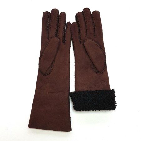 Gants en Agneau Lainé Chocolat Noir Zoia.