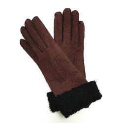 Gants en Agneau Lainé Chocolat Noir Zoia.