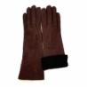 Gants en Agneau Lainé Chocolat Noir Zoia.
