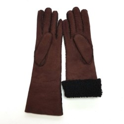 Gants en Agneau Lainé Chocolat Noir Zoia.