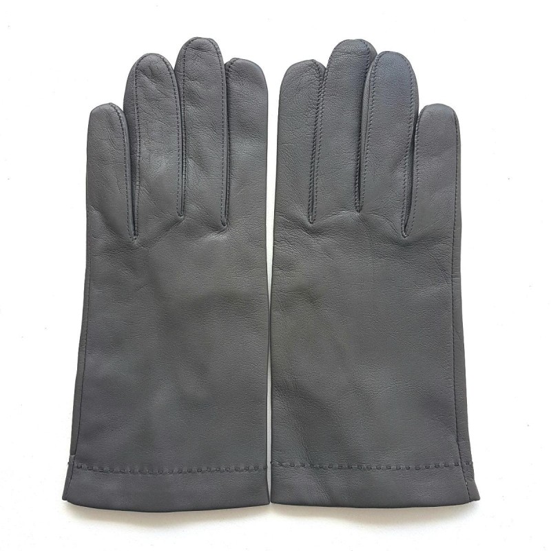 Gants en Cuir d'Agneau Charcoal Navy Martin Doublés Soie.