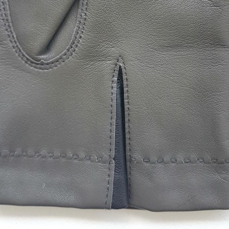 Gants en Cuir d'Agneau Charcoal Navy Martin Doublés Soie.