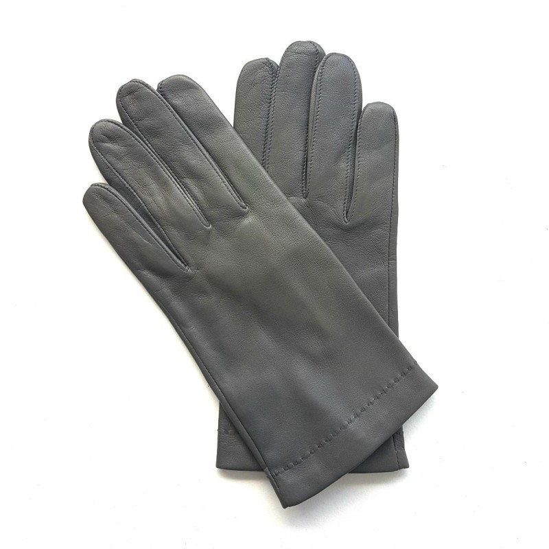 Gants en Cuir d'Agneau Charcoal Navy Martin Doublés Soie.