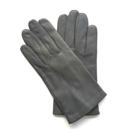 Gants en Cuir d'Agneau Charcoal Navy Martin Doublés Soie.