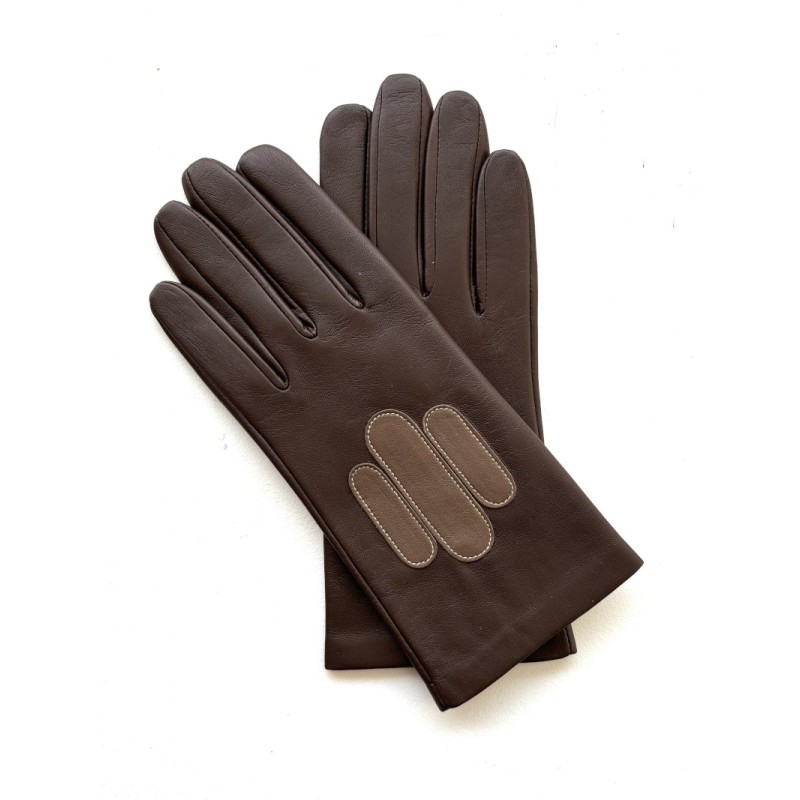 Gants femme cuir d’agneau chocolat soie – Le Castanet