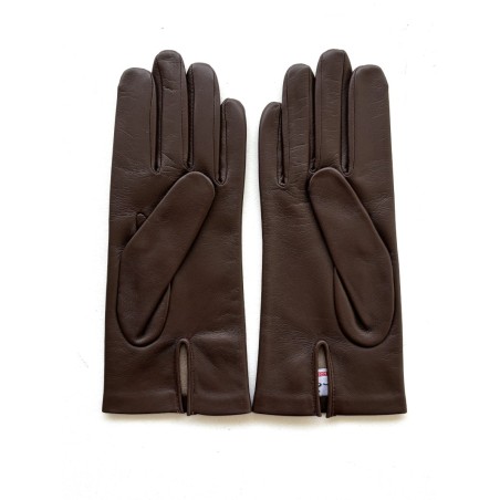 Gants femme cuir d’agneau chocolat soie – Le Castanet