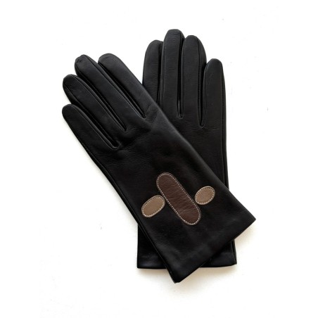 Women’s chocolate lambskin silk gloves – LACOMBE