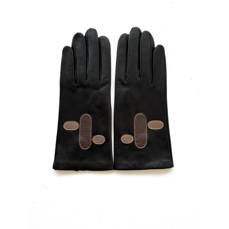 Gants femme cuir d’agneau chocolat soie – LA COMBE