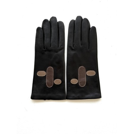 Women’s chocolate lambskin silk gloves – LACOMBE
