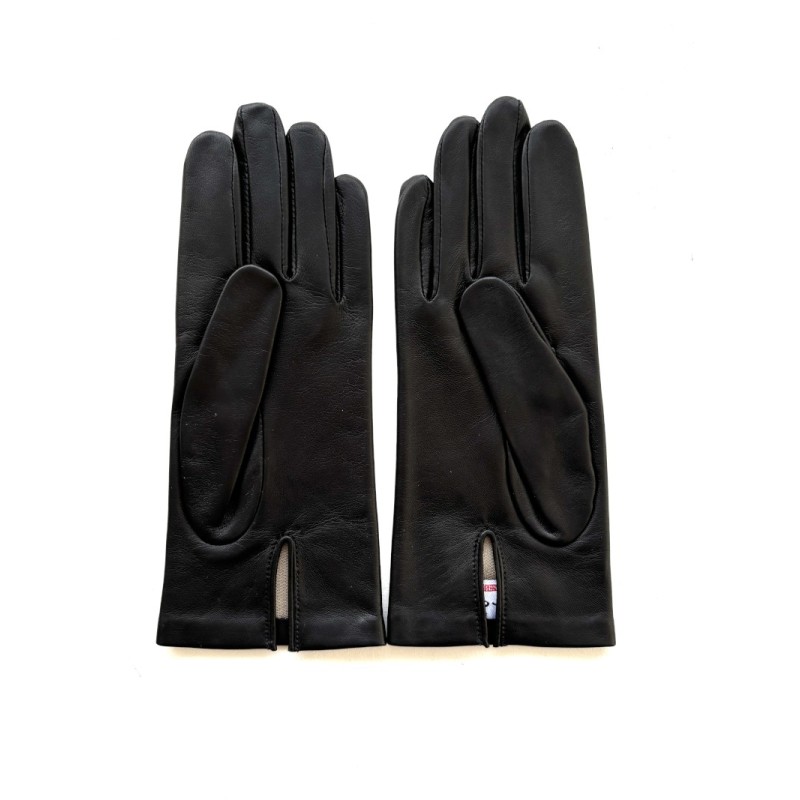 Women’s chocolate lambskin silk gloves – LACOMBE