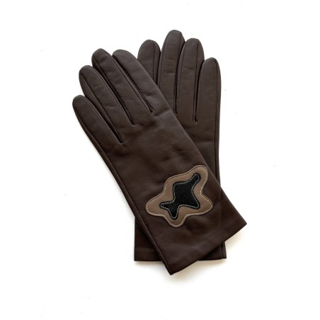 Gants femme cuir d’agneau chocolat soie – LE SERRE