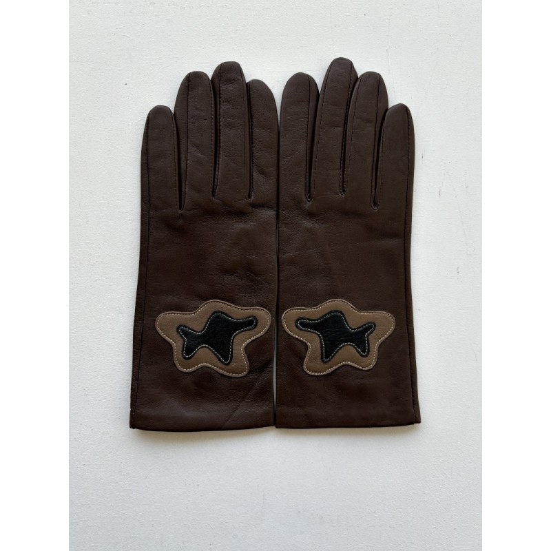 Women’s chocolate lambskin silk gloves – The Ayrette