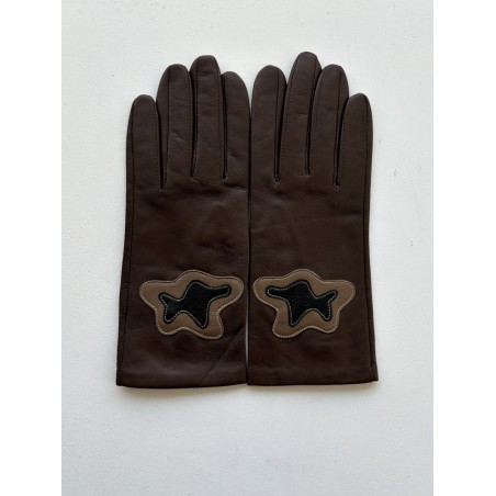 Women’s chocolate lambskin silk gloves – The Ayrette
