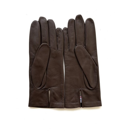 Gants femme cuir d’agneau chocolat soie – LE SERRE