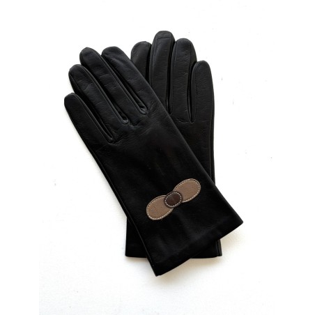 Gants femme cuir d’agneau chocolat soie – MONTAIGUAL