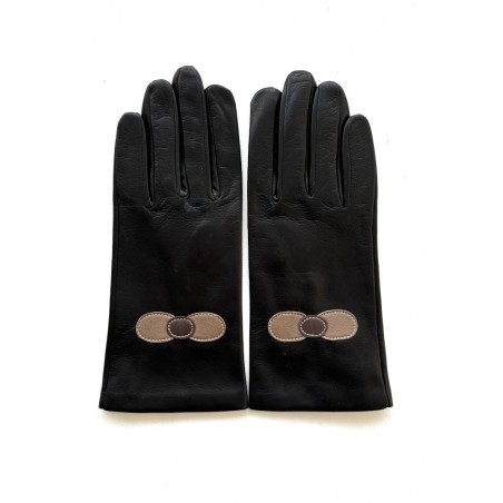 Gants femme cuir d’agneau chocolat soie – MONTAIGUAL