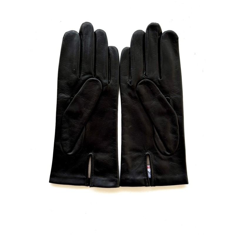 Gants femme cuir d’agneau chocolat soie – MONTAIGUAL