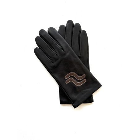 Women’s chocolate lambskin silk gloves – montaigual