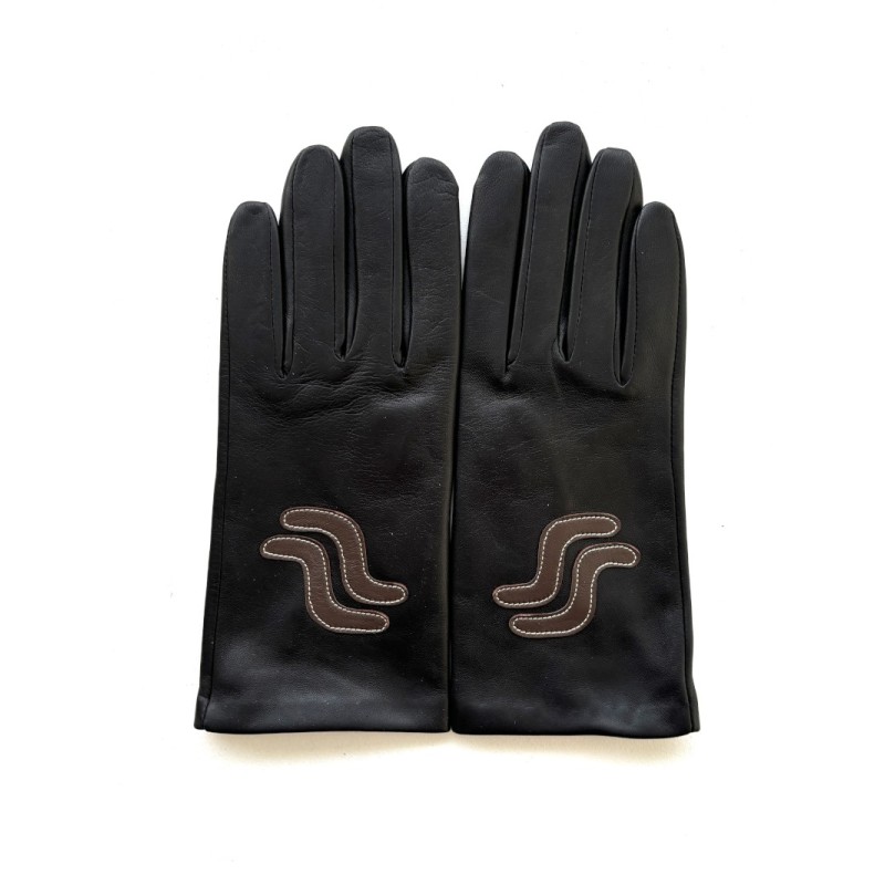 Gants femme cuir d’agneau chocolat soie – CEVENNES