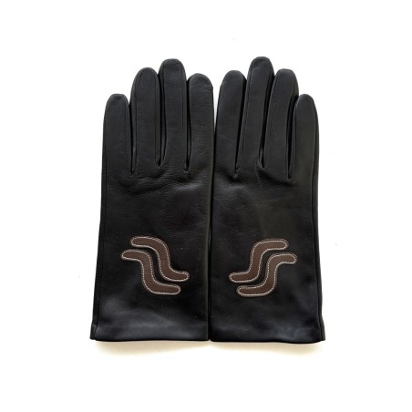 Gants femme cuir d’agneau chocolat soie – CEVENNES
