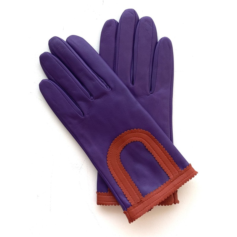 Gants femme SUZANA cuir d’agneau bicolore doublés soie