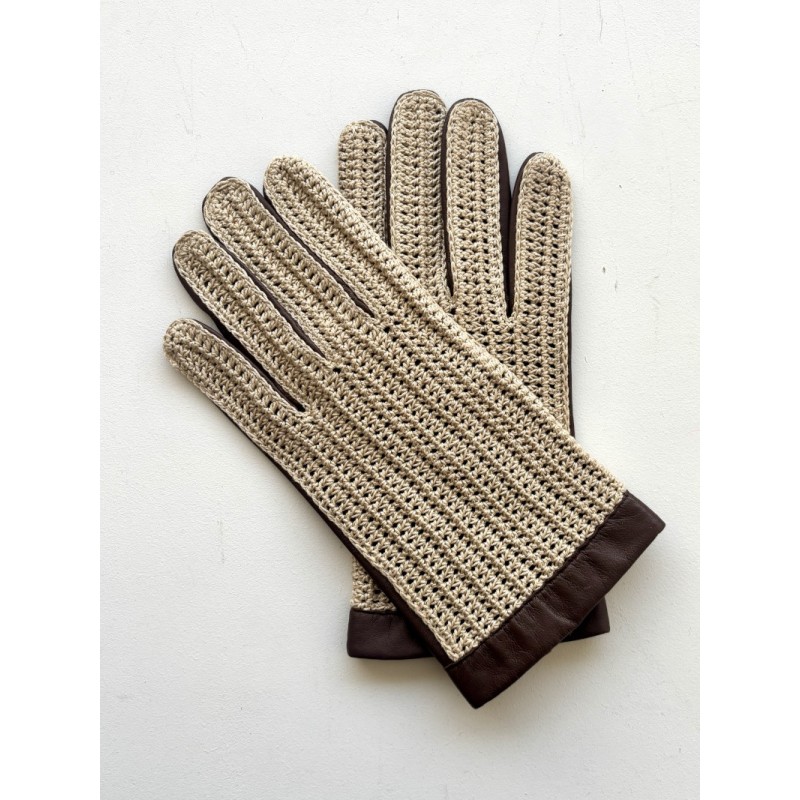 Louis men’s driving gloves in lambskin leather and cotton crochet