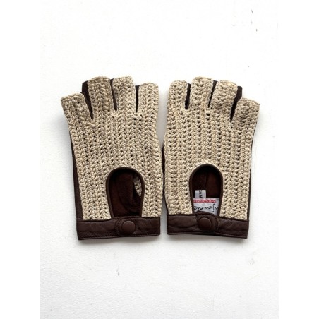 Women’s driving gloves "Michèle"  lambskin leather and crochet handmade