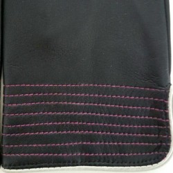Gants en Cuir d'Agneau Noir Gris Hot Pink Doublés Soie.