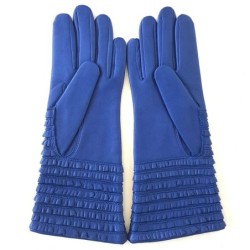 Gants en Cuir d'Agneau Bleu Athéa Doublés Soie.