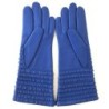 Gants en Cuir d'Agneau Bleu Athéa Doublés Soie.