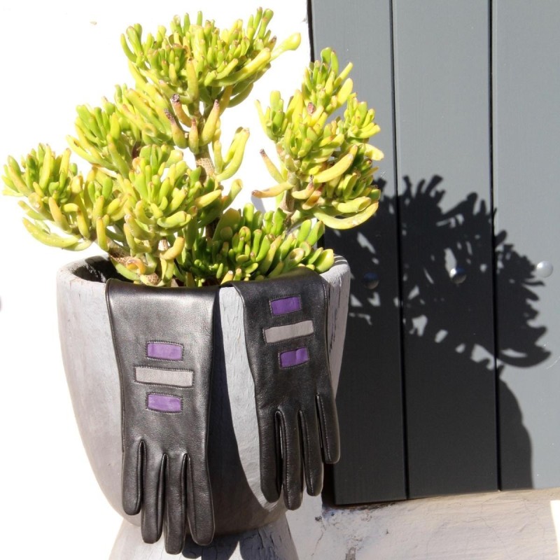 Gants femme EXAGONE en cuir d’agneau et soie – Collection Poujade