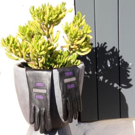 Gants femme EXAGONE en cuir d’agneau et soie – Collection Poujade
