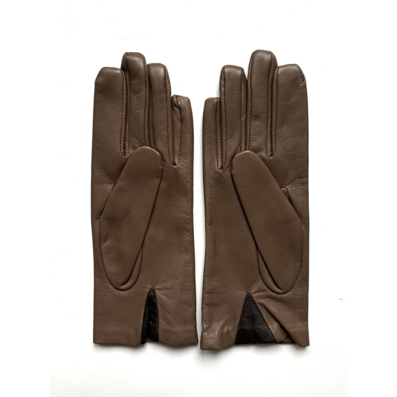 Gants Femme HANA bicolores en cuir et soie – Fantaisie chic