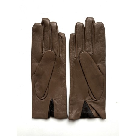 Gants Femme HANA bicolores en cuir et soie – Fantaisie chic