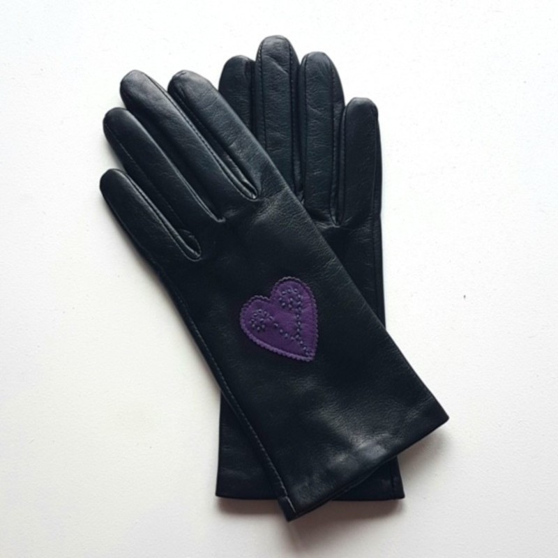 AMOUR Women’s Bicolour Leather Gloves with Silk Lining