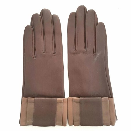 Gants Femme UCARA  bicolores en cuir et soie – Fantaisie chic