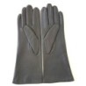 Gants en Cuir d'Agneau Gris, Orange Hiver Doublés Soie.