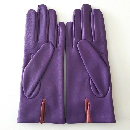 Gants femme ANNA cuir d’agneau bicolore doublés soie
