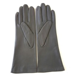 Gants en Cuir d'Agneau Gris, Orange Hiver Doublés Soie.
