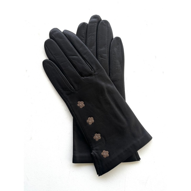 Women’s CAMPANULE lamb leather gloves – silk lining & floral detail