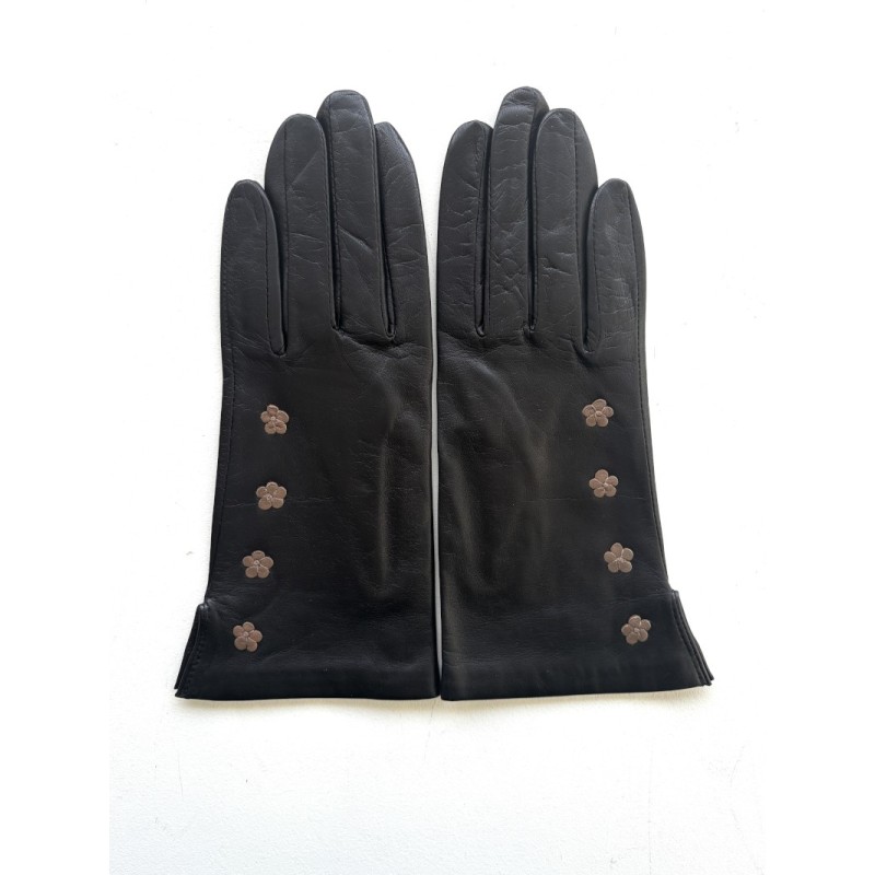 Women’s CAMPANULE lamb leather gloves – silk lining & floral detail