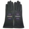 Gants en Cuir d'Agneau Noir Charcoal Améthyste  Exagone Doublés Soie.