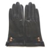 Gants en Cuir d'Agneau Noir Sable Clémentine Doublure en Soie.