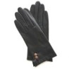 Gants en Cuir d'Agneau Noir Sable Clémentine Doublure en Soie.