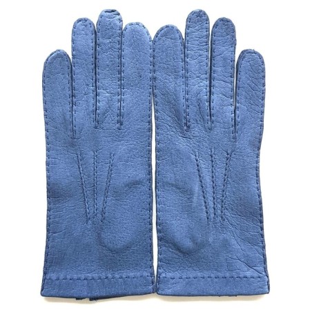 Gants en Cuir de Pécari Bleu Patt Non Doublés.