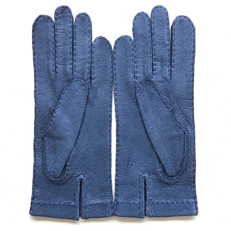 Gants en Cuir de Pécari Bleu Patt Non Doublés.