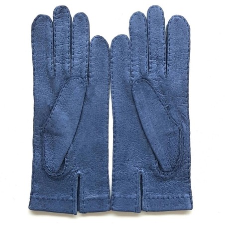 Gants en Cuir de Pécari Bleu Patt Non Doublés.