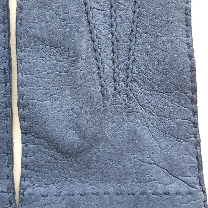 Gants en Cuir de Pécari Bleu Patt Non Doublés.